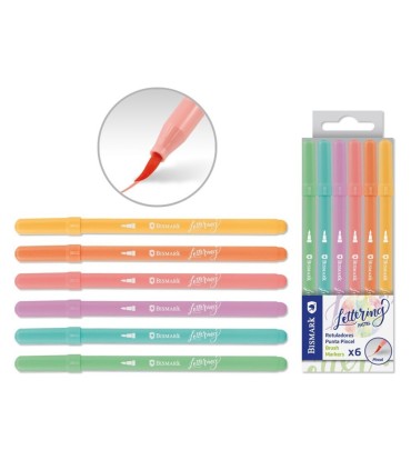 ROTULADOR PUNTA PINCEL 6 UNIDADES PASTEL LETTERING BISMARK