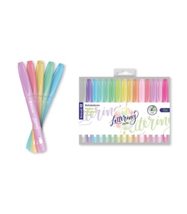 ROTULADOR PUNTA REDONDA LETTERING PASTEL 15 UNIDADES BISMARK