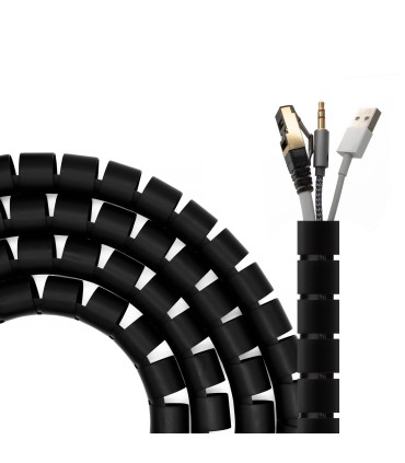 ORGANIZADOR DE CABLE EN ESPIRAL AISENS 25mm NEGRO - 3 METROS