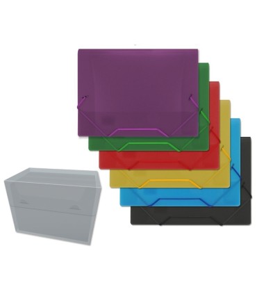 CARPETA 4º 3 SOLAPAS Y GOMAS PLASTICO SURTIDAS