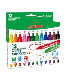 ROTULADORES DUO STAMPER ALPINO 12 COLORES