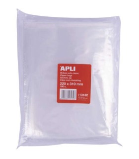 PAQUETE BOLSAS AUTOCIERRE APLI 200x310mm - PACK 100 BOLSAS