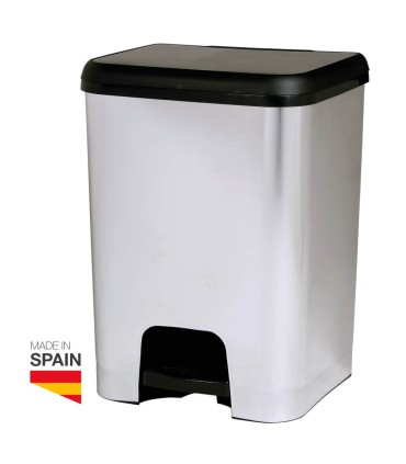CUBO DE BASURA GSC CON PEDAL 26 LITROS  - COLOR NEGRO Y PLATA