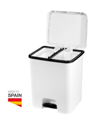 CUBO DE BASURA GSC CON PEDAL Y SEPERADOR 52 LITROS - COLOR BLANCO Y NEGRO