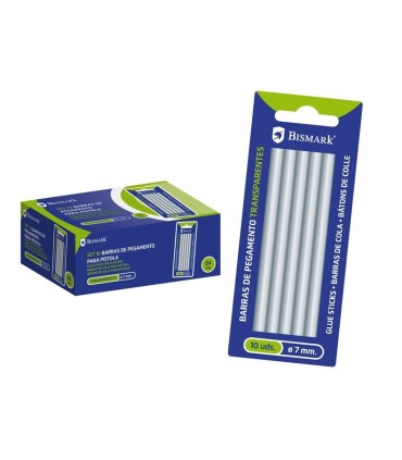 PAQUETE BARRAS DE SILICONA BISMARK TRANSPARENTE 7 X 100 mm