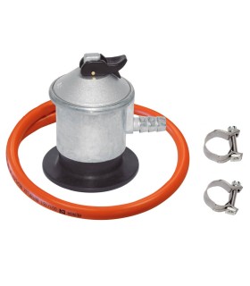 REGULADOR DE GAS GSC CON GOMA DE BUTANO 80cm + 2 ABRAZADERAS - HOMOLOGADO