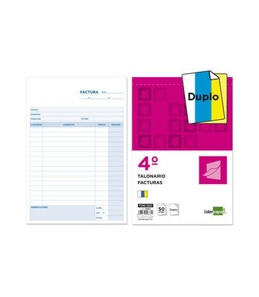 TALONARIO 8º FACTURAS DUPLICADO LIDERPAPEL