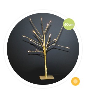 ARBOL DECORATIVO LED CUMIA GSC DORADO 60cm - LUZ CALIDA - FUNCIONA A PILAS