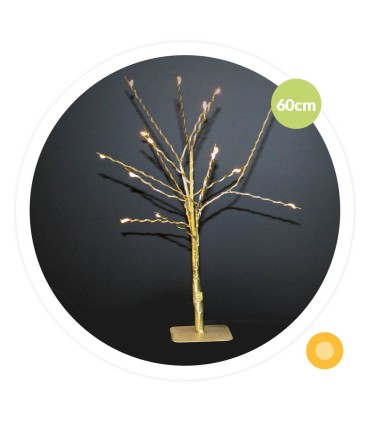 ARBOL DECORATIVO LED CUMIA GSC DORADO 60cm - LUZ CALIDA - FUNCIONA A PILAS
