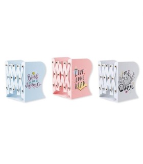 SUJETALIBROS EXTENSIBLE DE COLORES PASTEL Y DIBUJOS CREATIVOS BISMARK