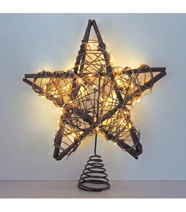 ESTRELLA DE RATAN LED GSC 25cm - LUZ CALIDA - FUNCIONA A PILAS