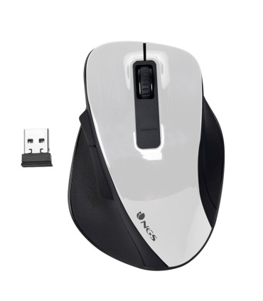 RATON INALAMBRICO NGS BOW BLANCO Y NEGRO - 4 BOTONES - USB 1600DPI - USO DIESTRO