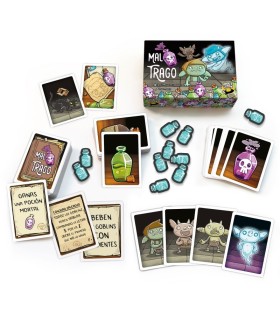 MAL TRAGO ¡BRUJAS, POCIONES Y MUCHOS GOBLINS! JUEGO DE CARTAS - TEMATICA BRUJAS Y POCIONES