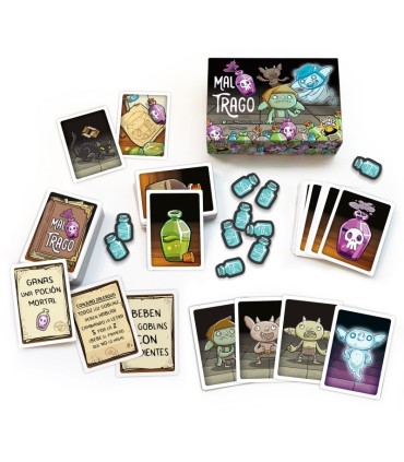 MAL TRAGO ¡BRUJAS, POCIONES Y MUCHOS GOBLINS! JUEGO DE CARTAS - TEMATICA BRUJAS Y POCIONES