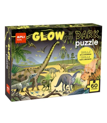 PUZZLE GLOW IN THE DARK DINOSAURIOS 60 UNIDADES APLI KIDS