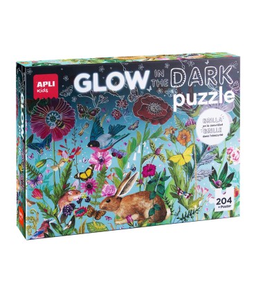 PUZZLE GLOW IN THE DARK FLORES BRILLA EN LA OSCURIDAD 204 PIEZAS + POSTER - APLI KIDS