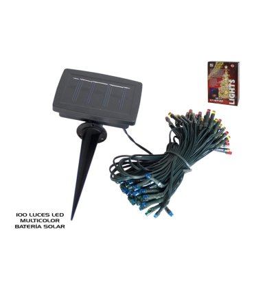 PACK 100 LUCES NAVIDAD PANEL SOLAR COLORES - DECORACION NAVIDEÑA SOLAR MULTICOLOR