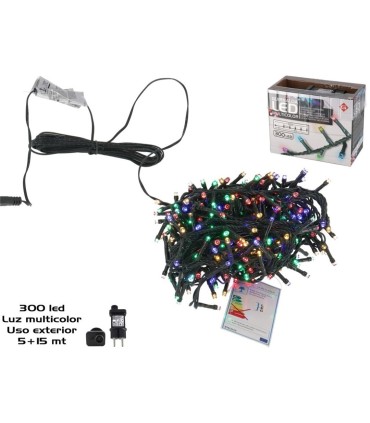 GUIRNALDA 15 METROS 300 LED MULTICOLOR - 5 FUNCIONES DE LUZ
