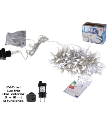 GUIRNALDA 240 LED FRIA USO INTERIOR - EXTERIOR ADAP FUN 3+12 METROS