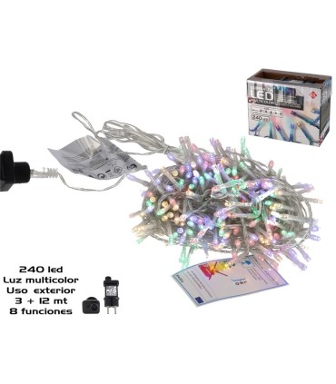 GUIRNALDA 240 LED MULTICOLOR USO INTERIOR - EXTERIOR ADAP FUN 3+12 METROS