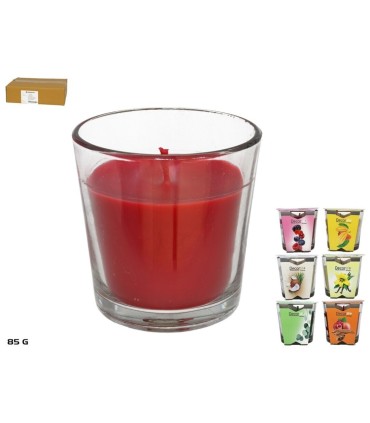 VELA AROMATICA VASO CRISTAL MANZANA CANELA DECORLIFE 85G 