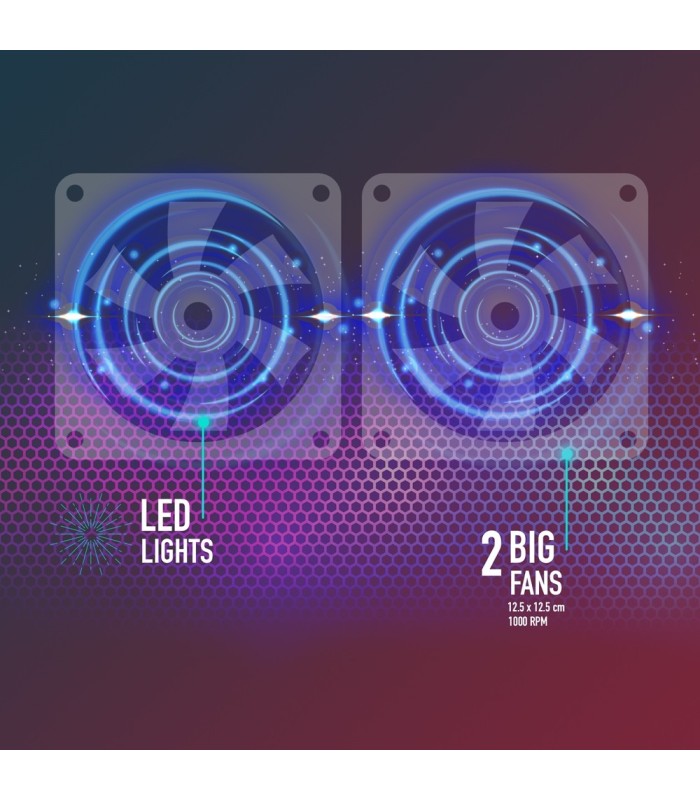 BASE DE REFRIGERACION NGS JETSTAND PARA PORTATIL HASTA 15 6" - ILUMINACION LED AZUL