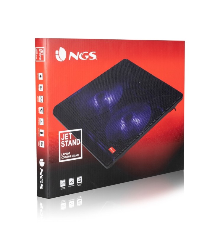 BASE DE REFRIGERACION NGS JETSTAND PARA PORTATIL HASTA 15 6" - ILUMINACION LED AZUL