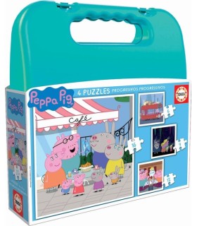 4 PUZZLES PROGRESIVOS MALETA PEPPA PIG EDUCA