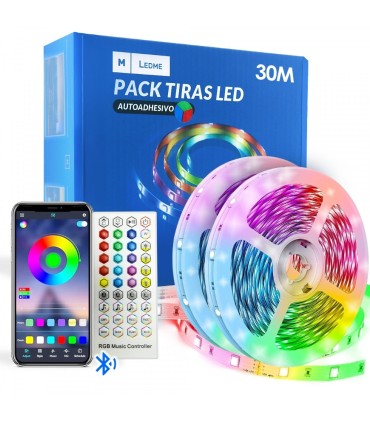 PACK TIRA LED DIGITAL RGB 24V SMD5050 30 METROS - APP + CONTROL REMOTO + FUENTE DE ALIMEN