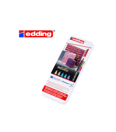 ESTUCHE METAL 6 ROTULADORES EDDING 1200 COLORES METALICOS