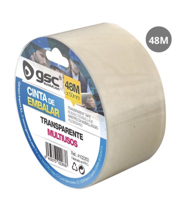 ROLLO PRECINTO - CINTA DE EMBALAR TRANSPARENTE MULTIUSOS GSC 50mm X 48 metros