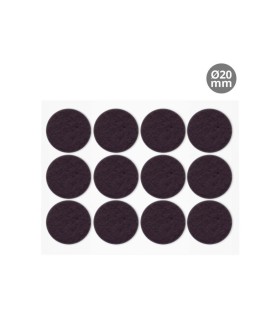 SET 12 FIELTROS ADHESIVOS REDONDOS Ø20MM - MARRON