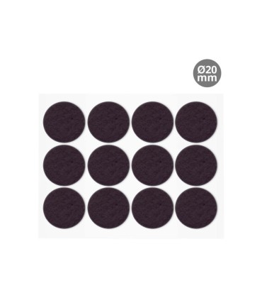 SET 12 FIELTROS ADHESIVOS REDONDOS Ø20MM - MARRON
