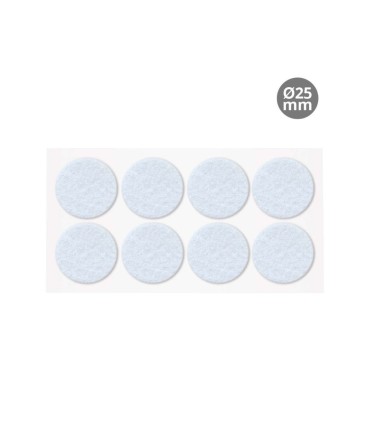 SET 8 FIELTROS ADHESIVOS REDONDOS Ø25MM - BLANCO