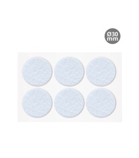 SET 6 FIELTROS ADHESIVOS REDONDOS Ø30MM - BLANCO
