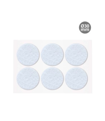 SET 6 FIELTROS ADHESIVOS REDONDOS Ø30MM - BLANCO