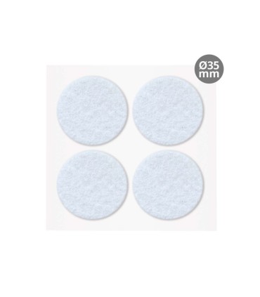 SET 4 FIELTROS ADHESIVOS REDONDOS Ø35MM - BLANCO