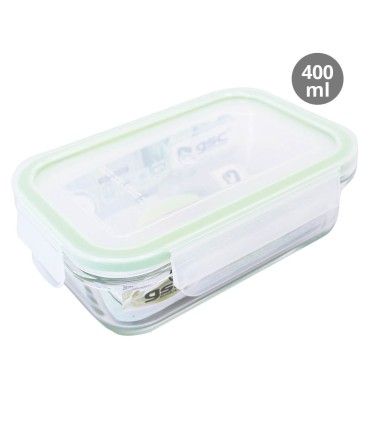 FIAMBRERA HERMETICA RECTANGULAR DE CRISTAL 400ml  GSC EVOLUTION - TAPER HERMETICO