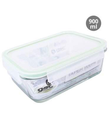 FIAMBRERA HERMETICA RECTANGULAR DE CRISTAL 900ml  GSC EVOLUTION - TAPER HERMETICO