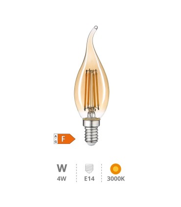 BOMBILLA LED VELA SOPLO DEL VIENTO VINTAGE GSC 4W E14 LUZ CALIDA 2500K 400 LUMENES