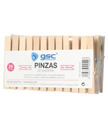 PACK 24 PINZAS MADERA DOVELIS GSC EVOLUTION - PARA ROPA