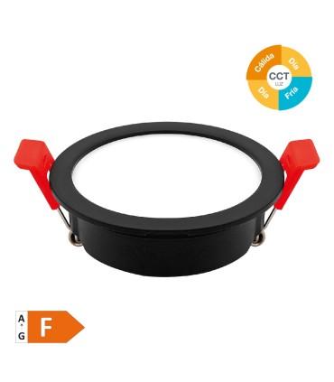 ARO REDONDO EMPOTRABLE COMPACTO LED LUMATI NEGRO GSC 7W LUZ CCT 600 LUMENES