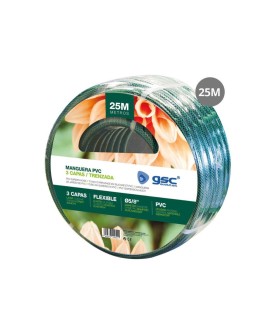 MANGUERA TRENZADA PVC MAS CORDON TEXTIL TENSADO GSC EVOLUTION - 25M Ø5-8"(15MM)