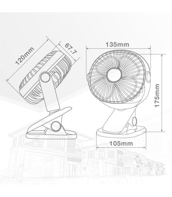MINI VENTILADOR USB TIPO CLIP FUNE 3W NEGRO GSC EVOLUTION