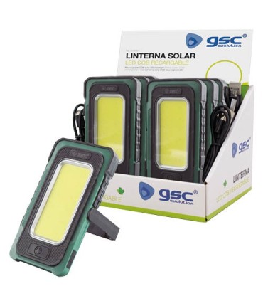 LINTERNA SOLAR LED COB RECARGABLE GSC 750 LUMENES - BATERIA 4.000 mAh
