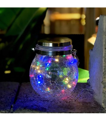 FAROLILLO SOLAR LED BOLA DE CRISTAL VINTAGE LUZ RGB PARA EXTERIOR