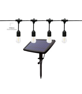 GUIRNALDA DECORATIVA LED SOLAR HELEM GSC 5 METROS 10 LAMPARAS LUZ CALIDA 2700K IP44