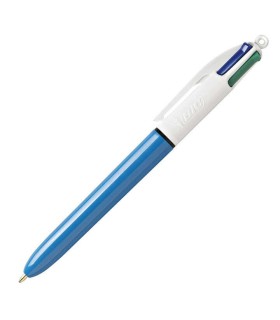 BOLIGRAFO BIC ORIGINAL AZUL-BLANCO 4 COLORES - PUNTA MEDIA 1mm - TRAZO 0 4mm