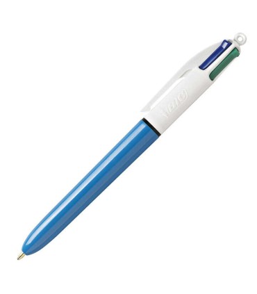 BOLIGRAFO BIC ORIGINAL AZUL-BLANCO 4 COLORES - PUNTA MEDIA 1mm - TRAZO 0 4mm