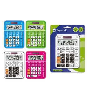 CALCULADORA BISMARK CD-2746 12 DIGITOS - VARIOS COLORES - SOLAR Y PILAS